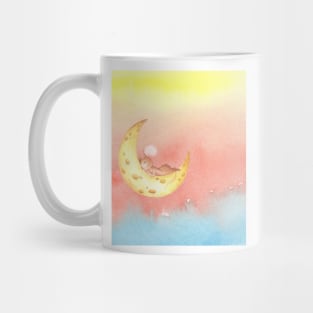 Cute mice sleeping on the cheese moon Mug